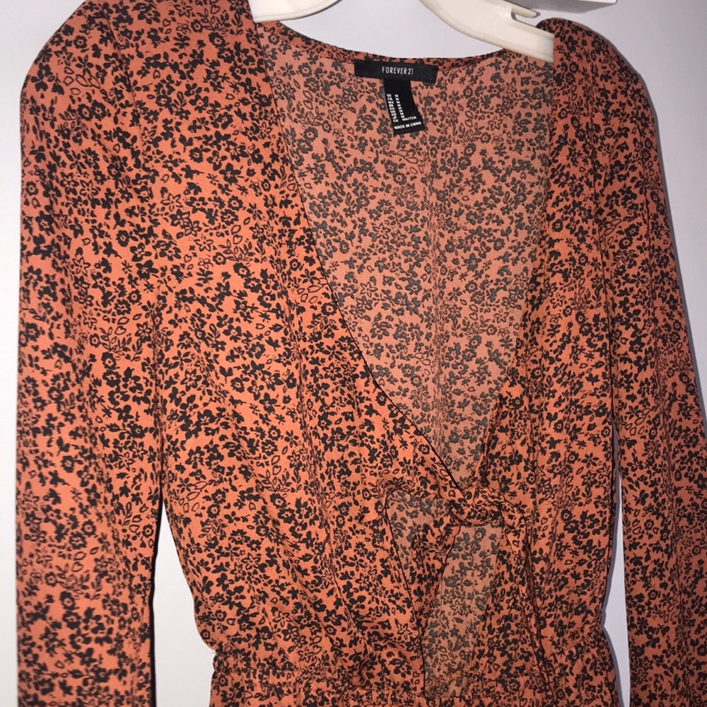 Long sleeved, tie front romper